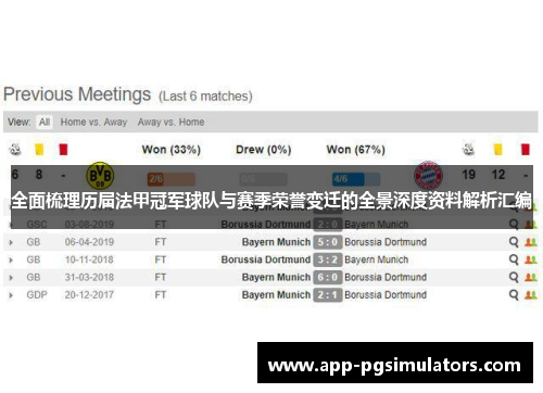 全面梳理历届法甲冠军球队与赛季荣誉变迁的全景深度资料解析汇编